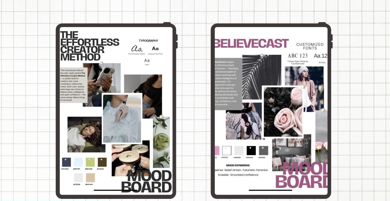 Brand identity moodboards by Kathryne LaBella