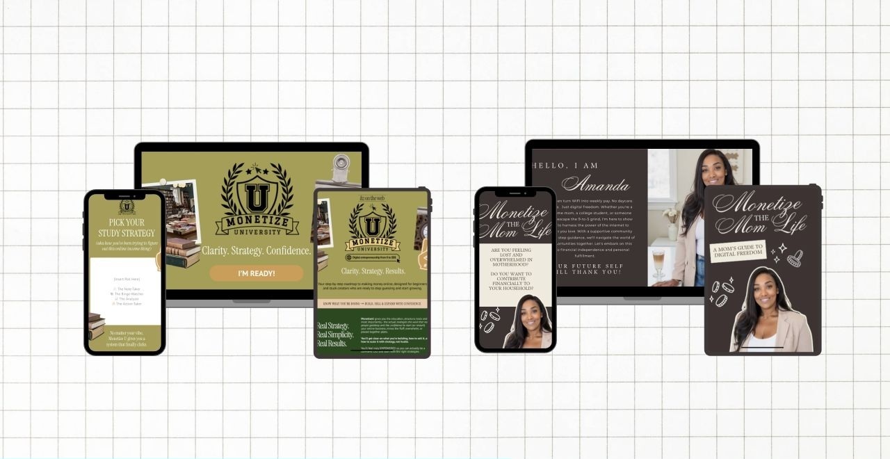 A collection of custom content and launch designs created by Katie